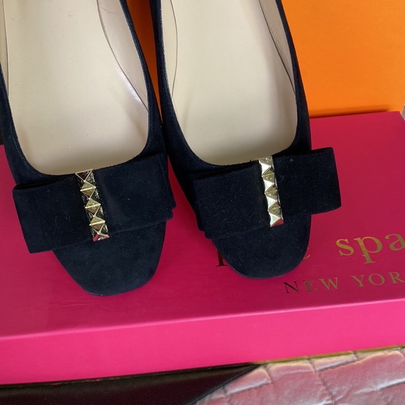 SOLD Kate Spade Nicolette Black Suede Flats W/ Bow 9M - Picture 2 of 7